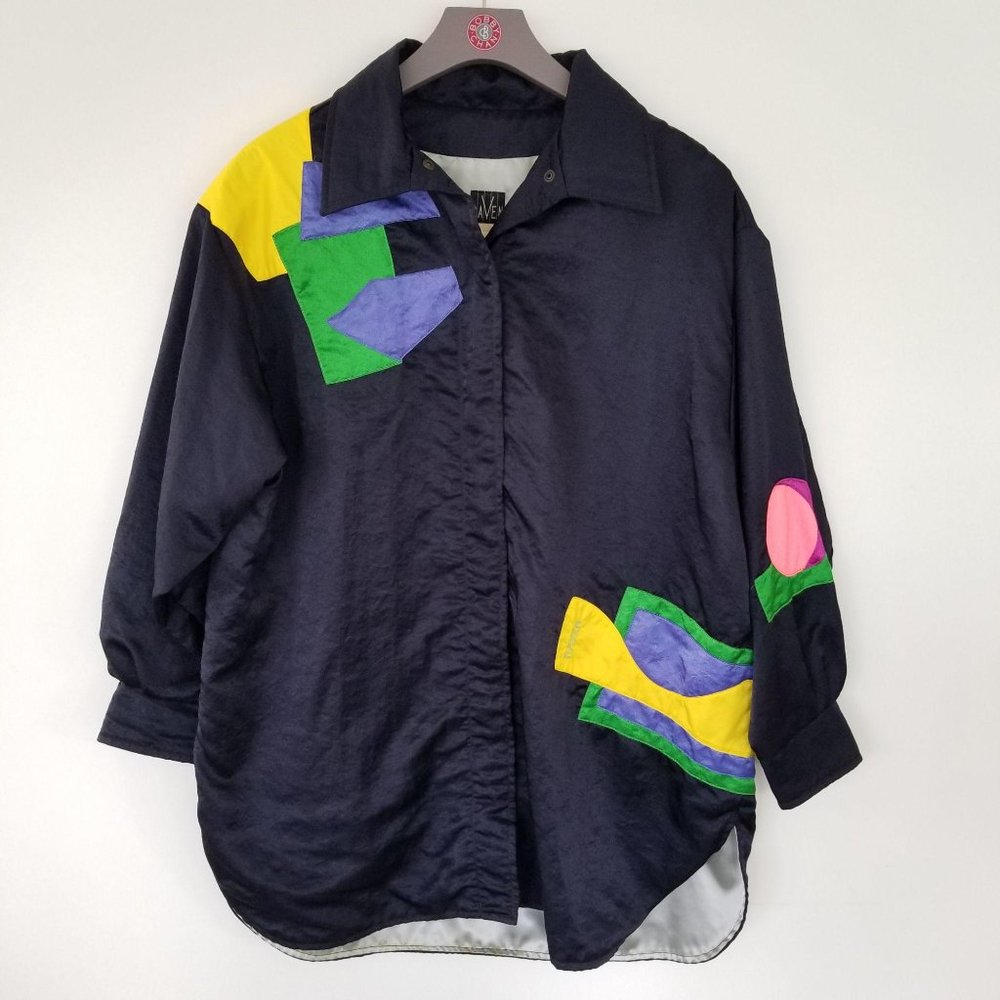 Vintage 80s Raven Color Block Dark Jacket